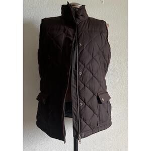 LL Bean Vest Womens Medium Waxed Cotton Goose Down Puffer Item# 296117